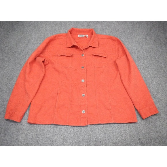 Chico's Jackets & Blazers - Chico's Design Jacket Women's Size 3 (XL) Red Paisley Embroidered 100% Cotton